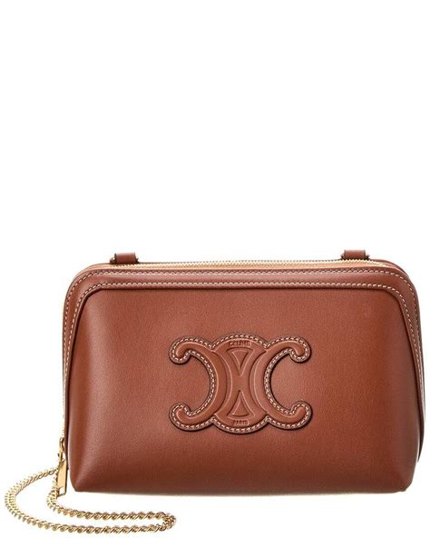 Triomphe vintage leather clutch bag Celine Brown in Leather